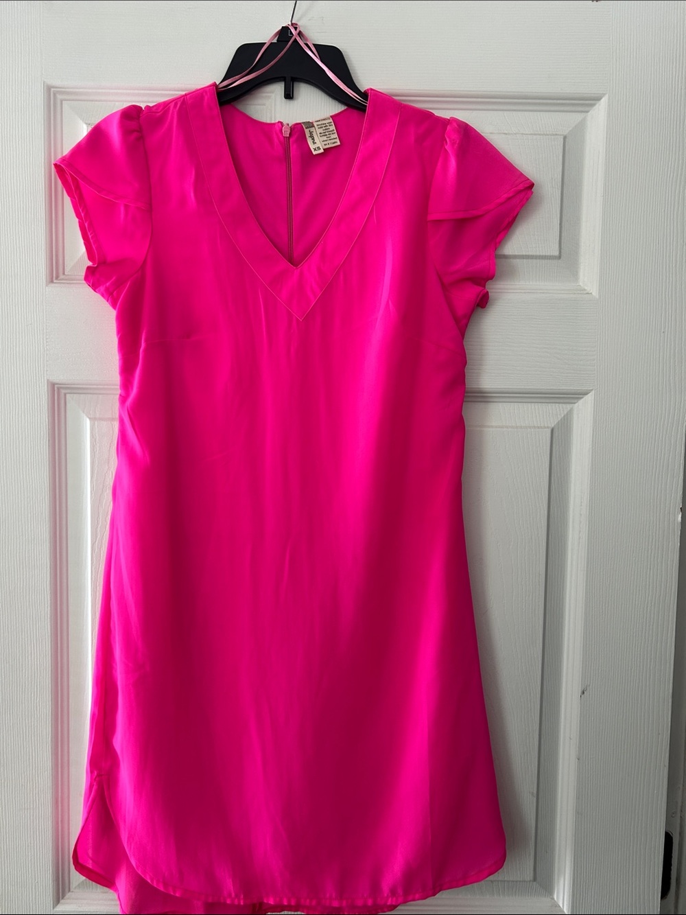JAPNA Hot Pink V-Neck Shift Dress